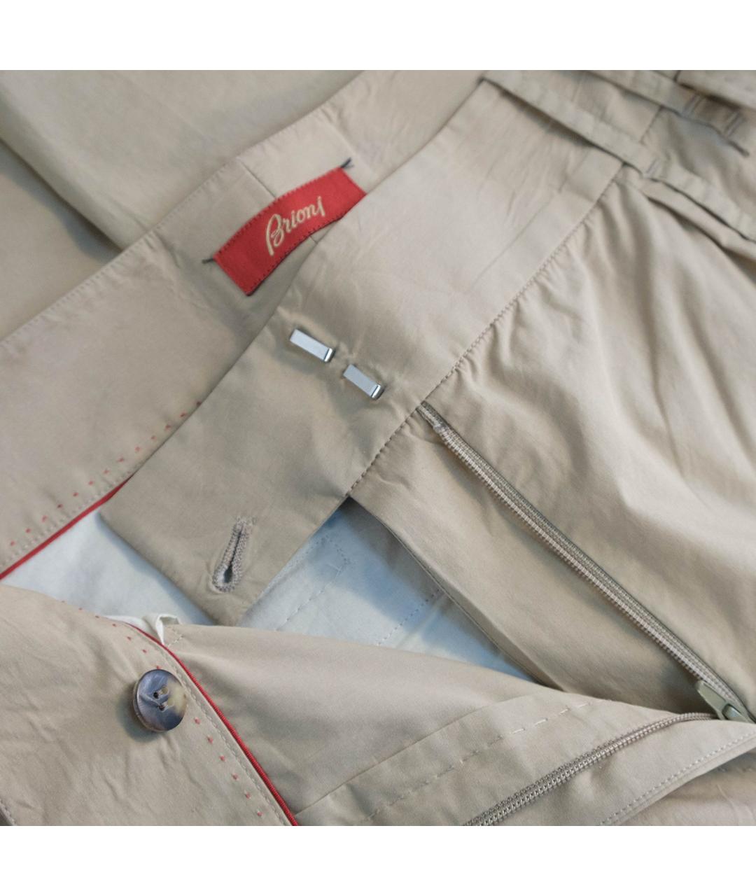 BRIONI Бежевые хлопковые прямые брюки, фото 3