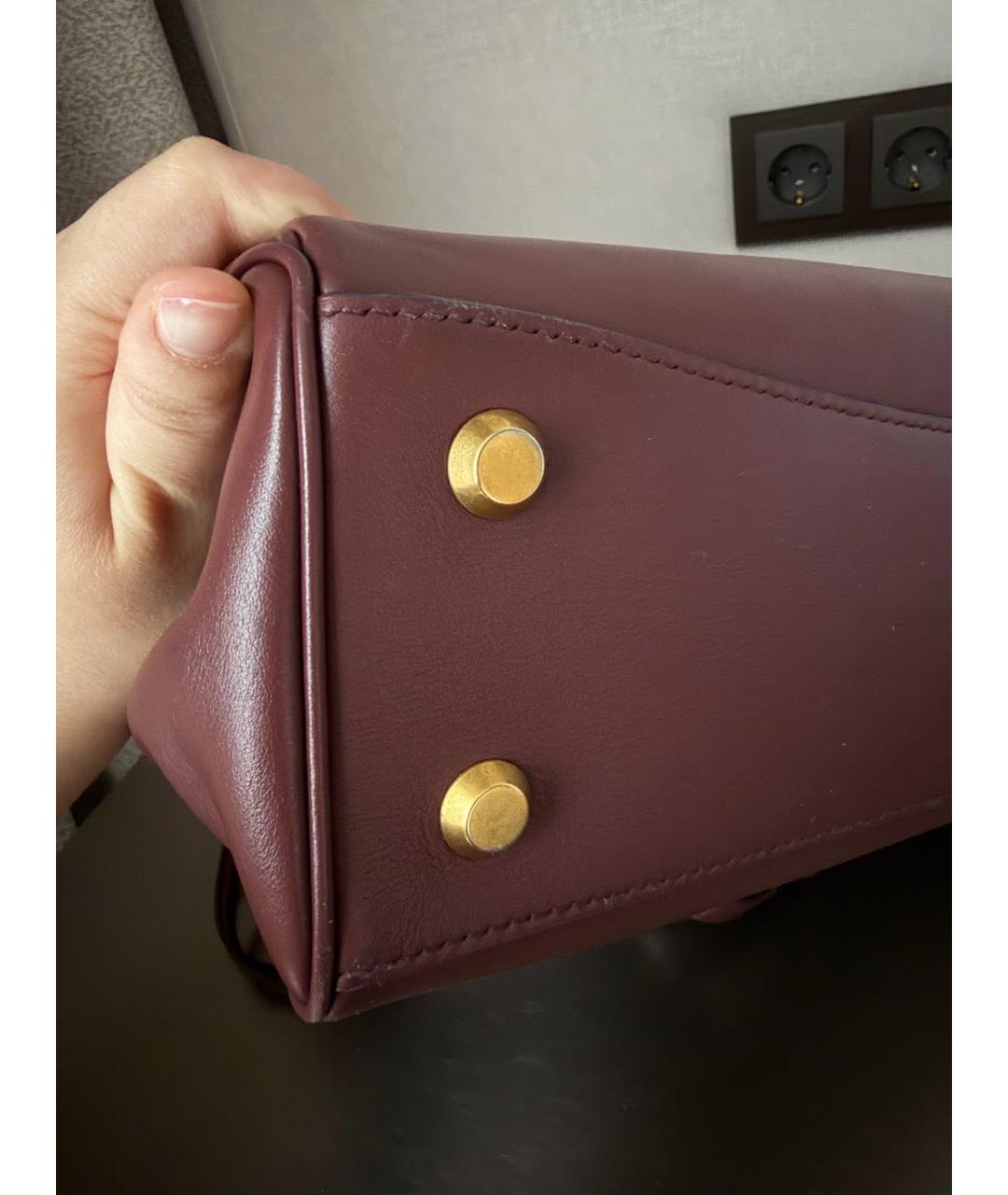 BALENCIAGA Бордовая кожаная сумка с короткими ручками, фото 5