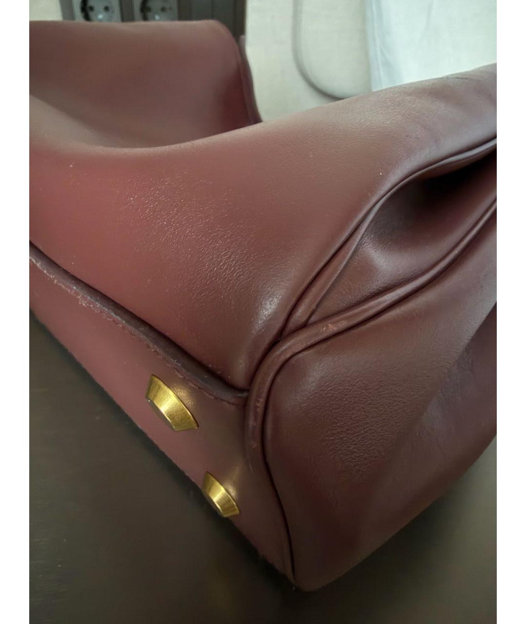 BALENCIAGA Бордовая кожаная сумка с короткими ручками, фото 6