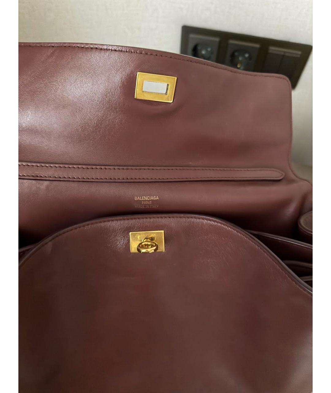 BALENCIAGA Бордовая кожаная сумка с короткими ручками, фото 4