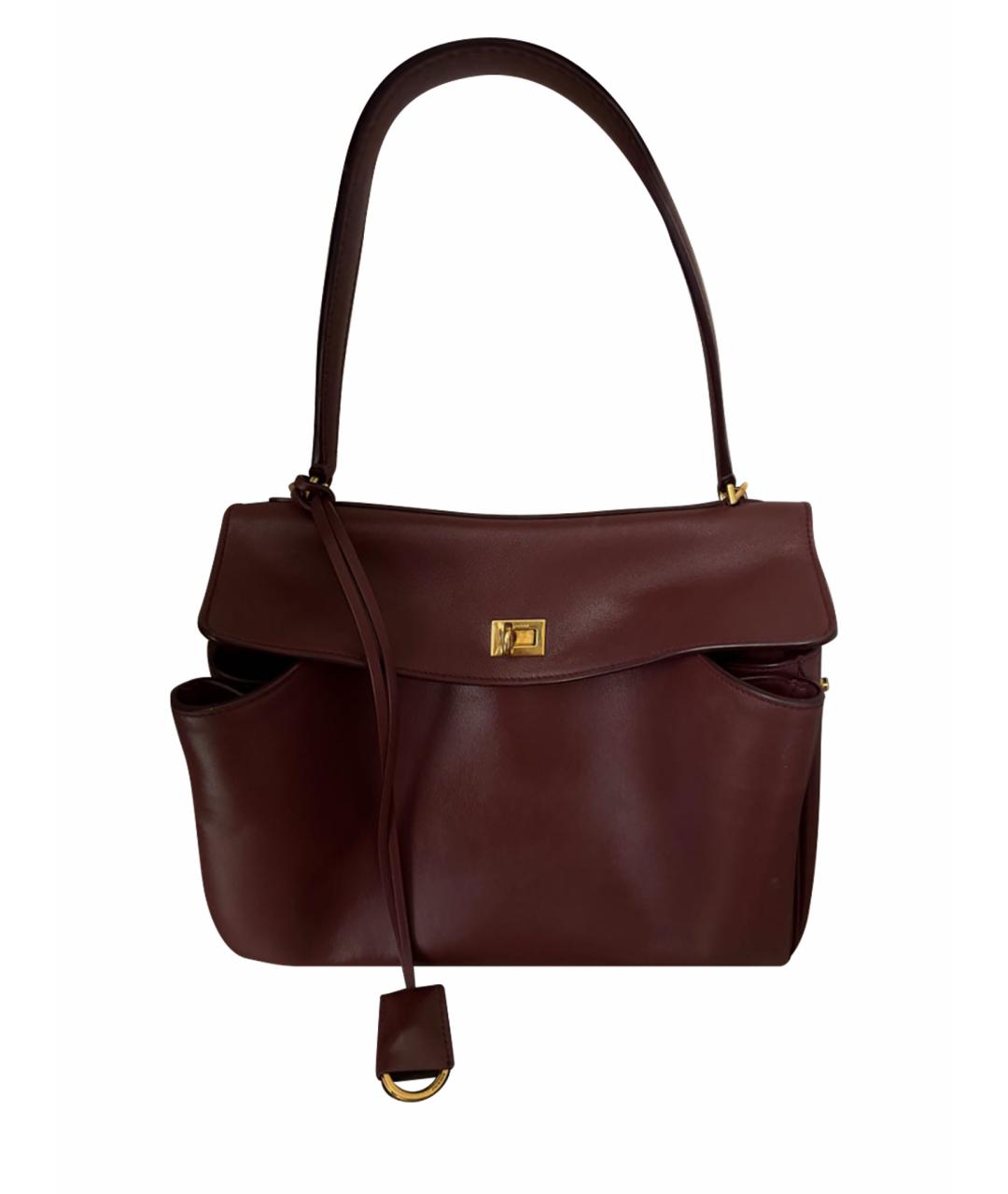 BALENCIAGA Бордовая кожаная сумка с короткими ручками, фото 1