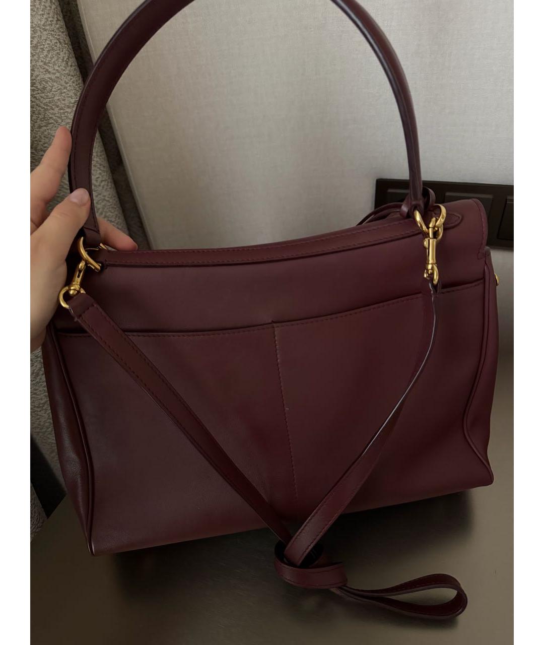 BALENCIAGA Бордовая кожаная сумка с короткими ручками, фото 2