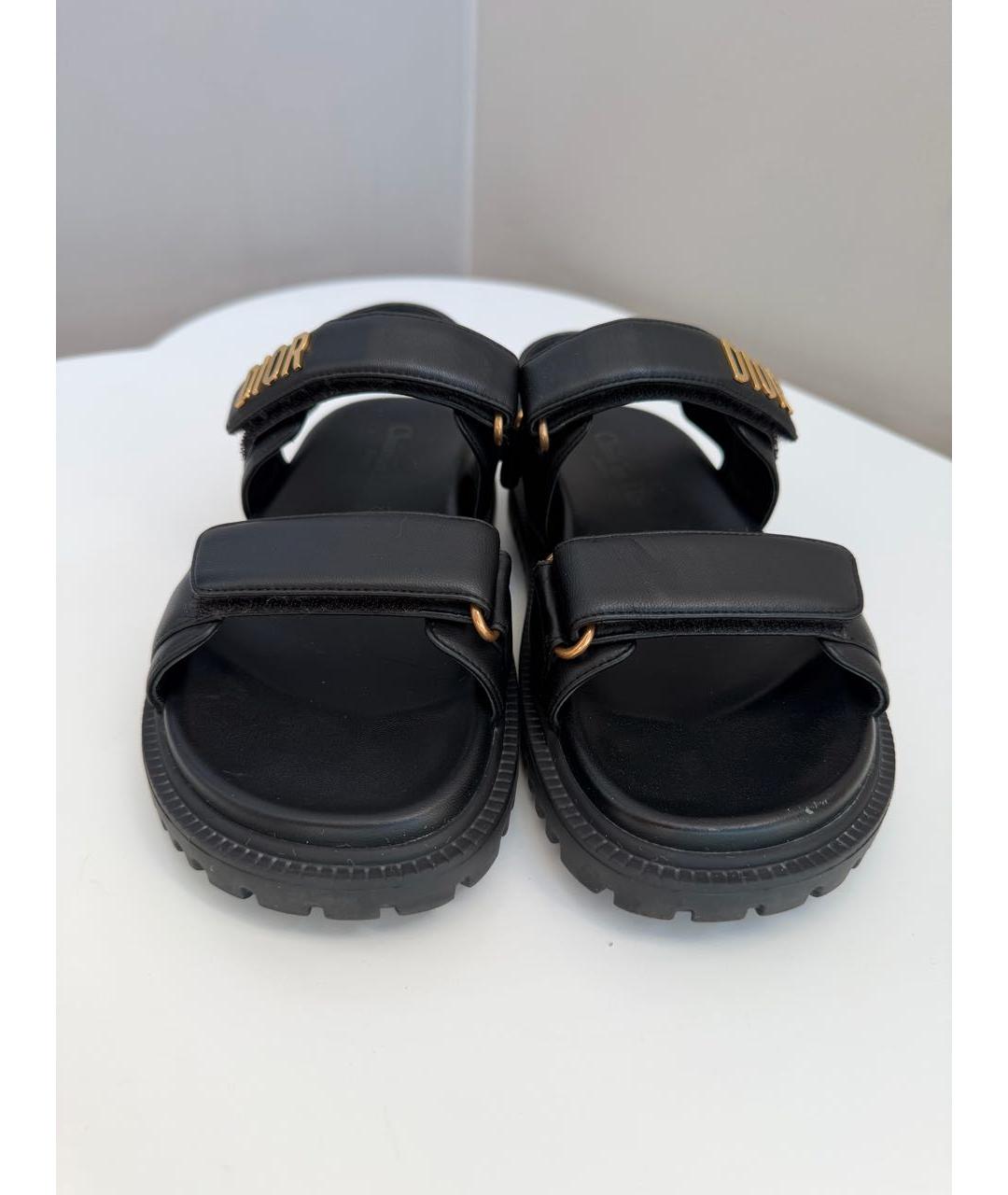 CHRISTIAN DIOR Черные кожаные сандалии, фото 2
