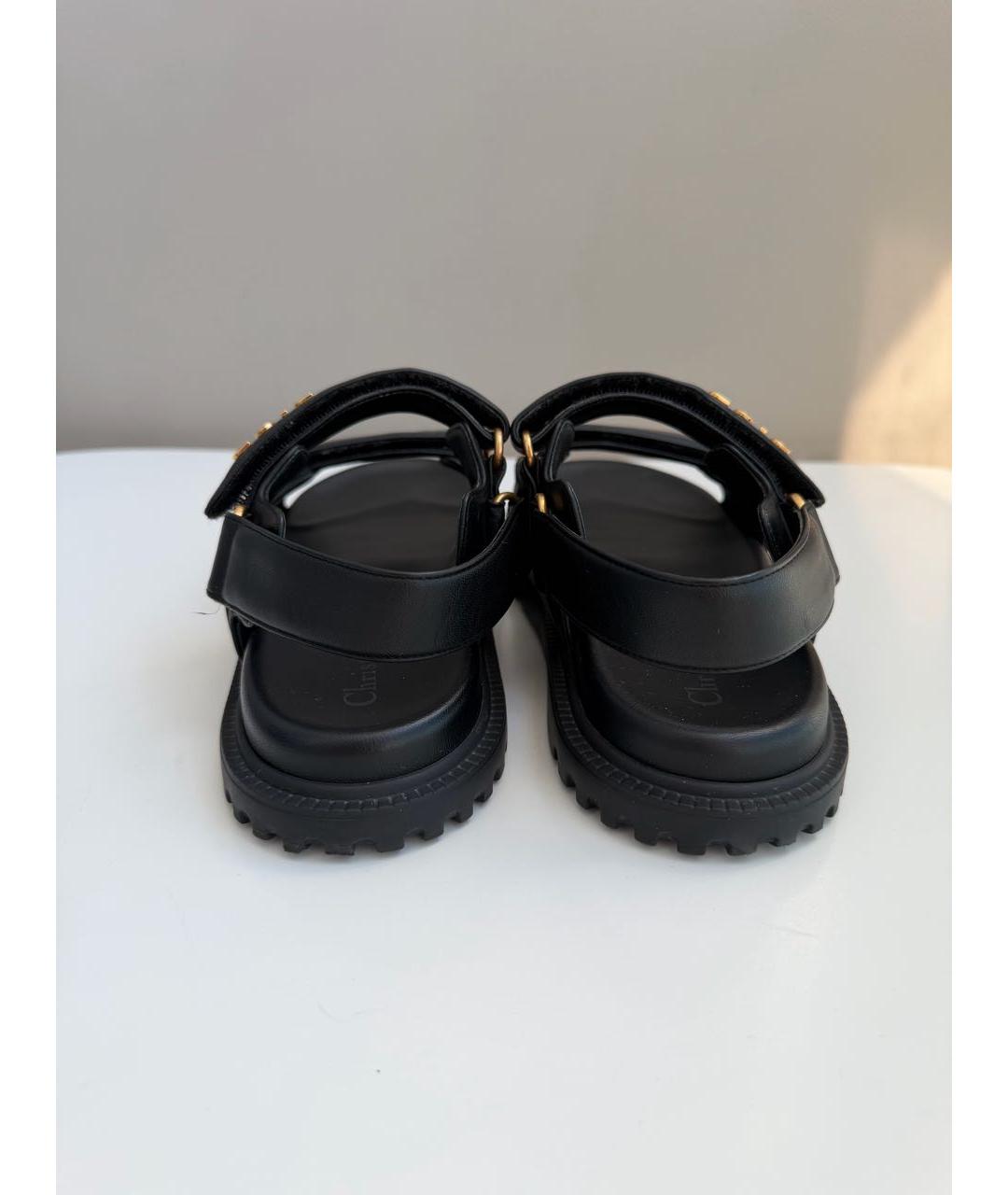 CHRISTIAN DIOR Черные кожаные сандалии, фото 4