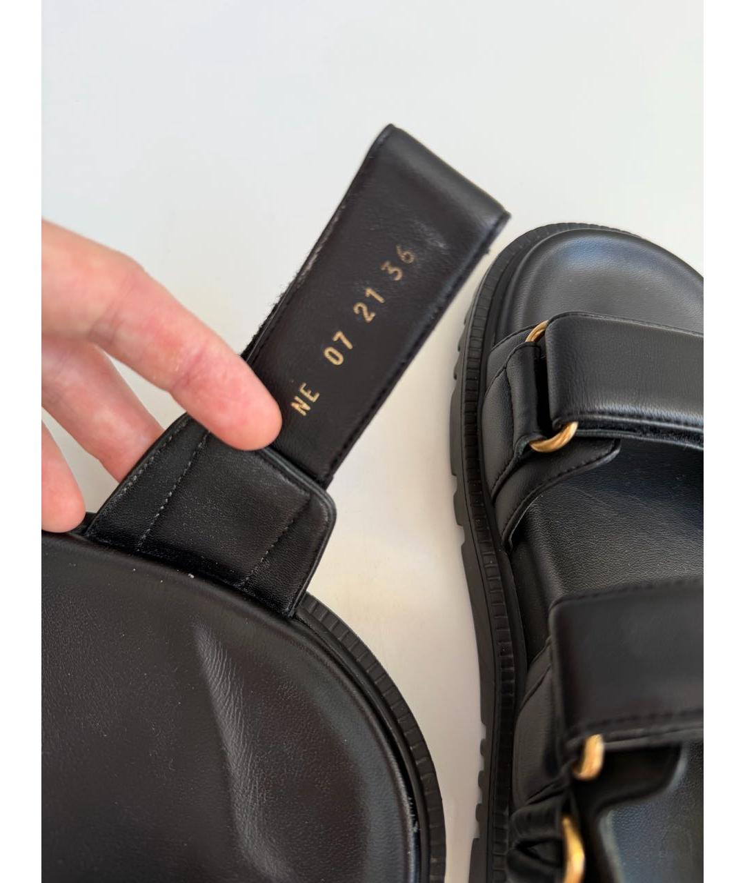CHRISTIAN DIOR Черные кожаные сандалии, фото 7