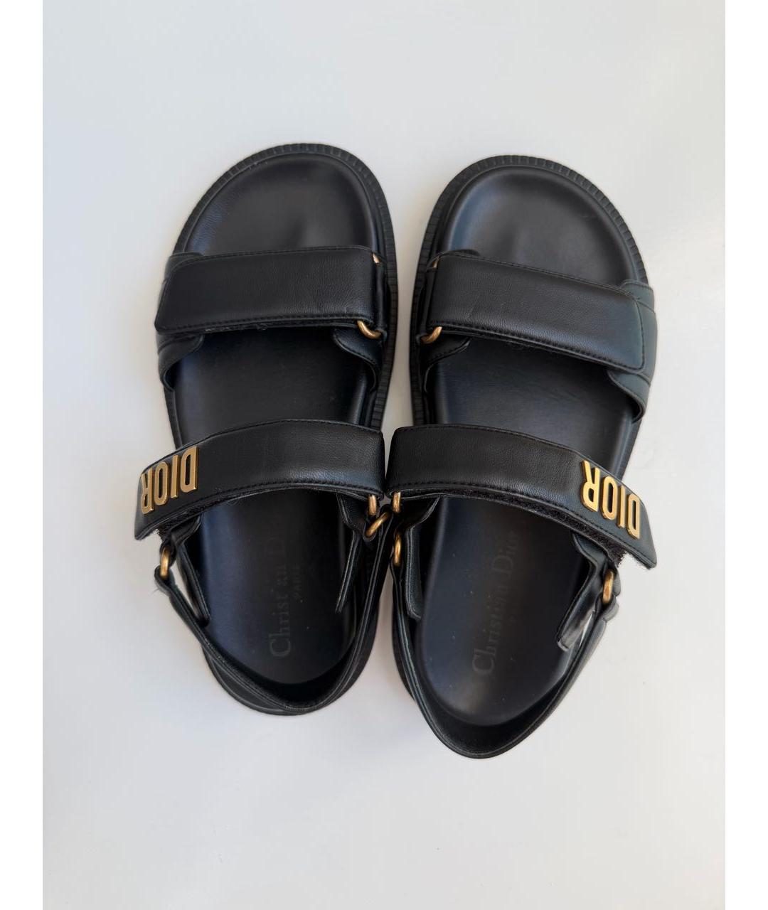 CHRISTIAN DIOR Черные кожаные сандалии, фото 3