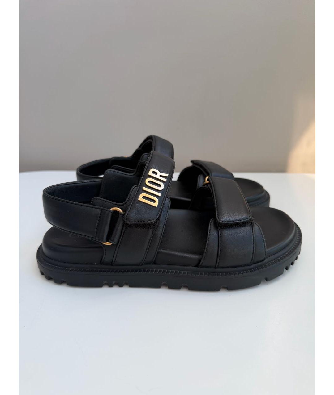 CHRISTIAN DIOR Черные кожаные сандалии, фото 8