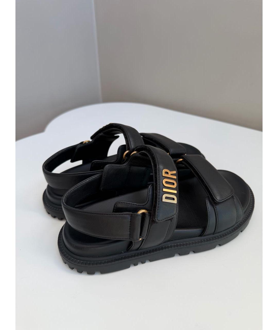 CHRISTIAN DIOR Черные кожаные сандалии, фото 5