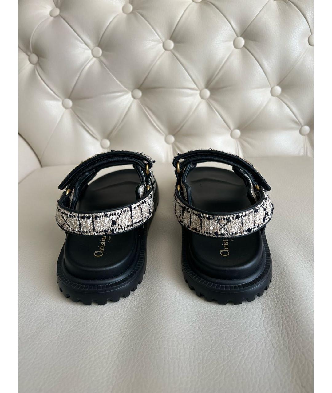 CHRISTIAN DIOR Бежевые текстильные сандалии, фото 4