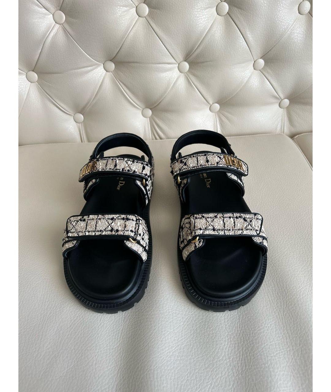 CHRISTIAN DIOR Бежевые текстильные сандалии, фото 2