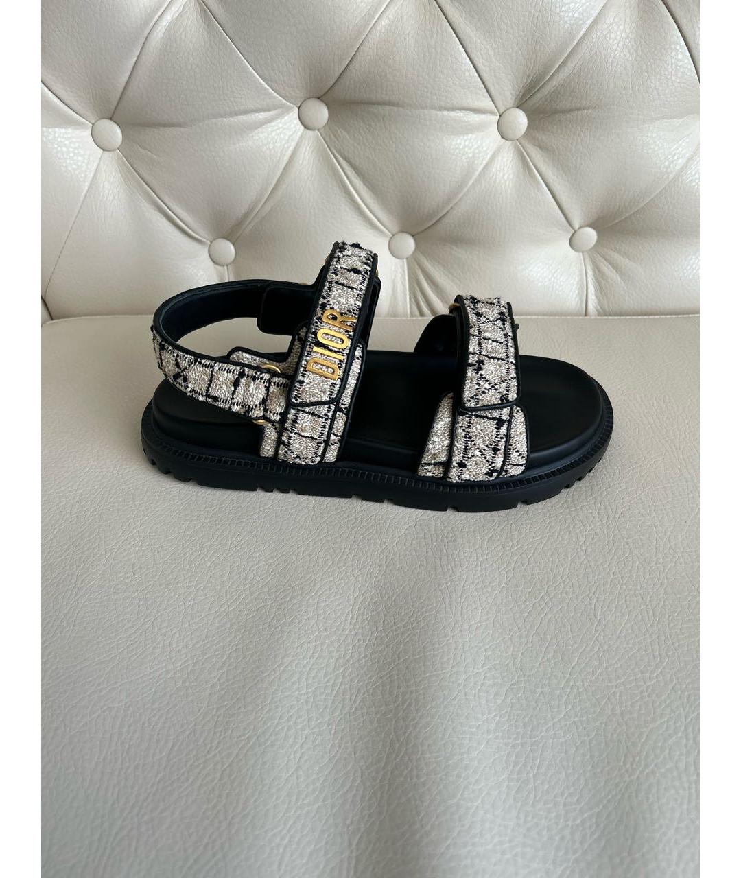 CHRISTIAN DIOR Бежевые текстильные сандалии, фото 9