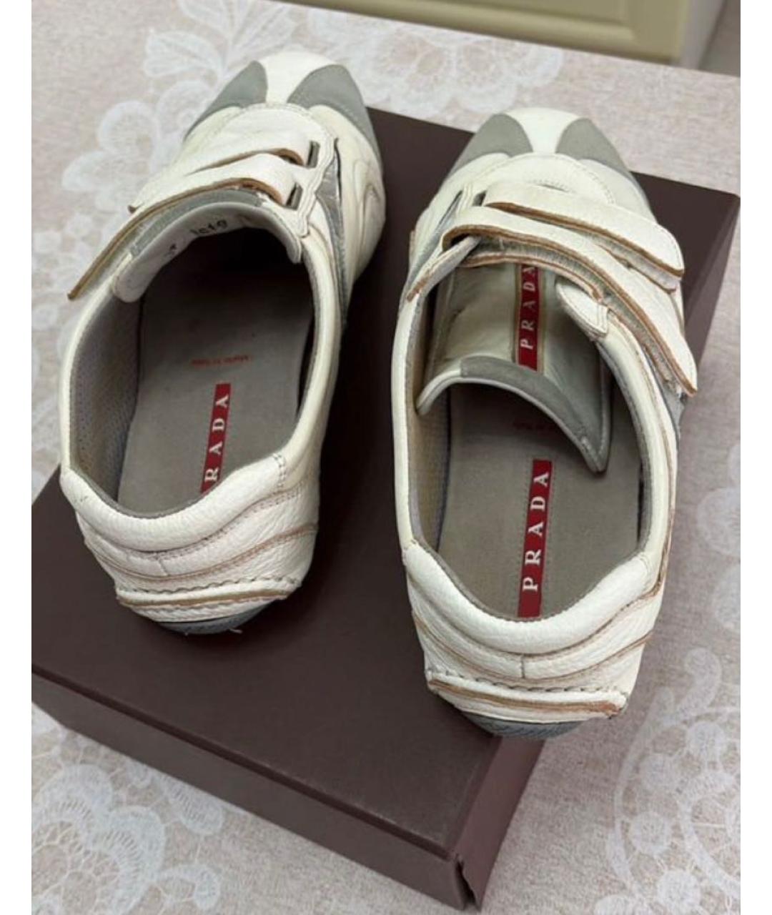 PRADA Белые кожаные кроссовки, фото 4
