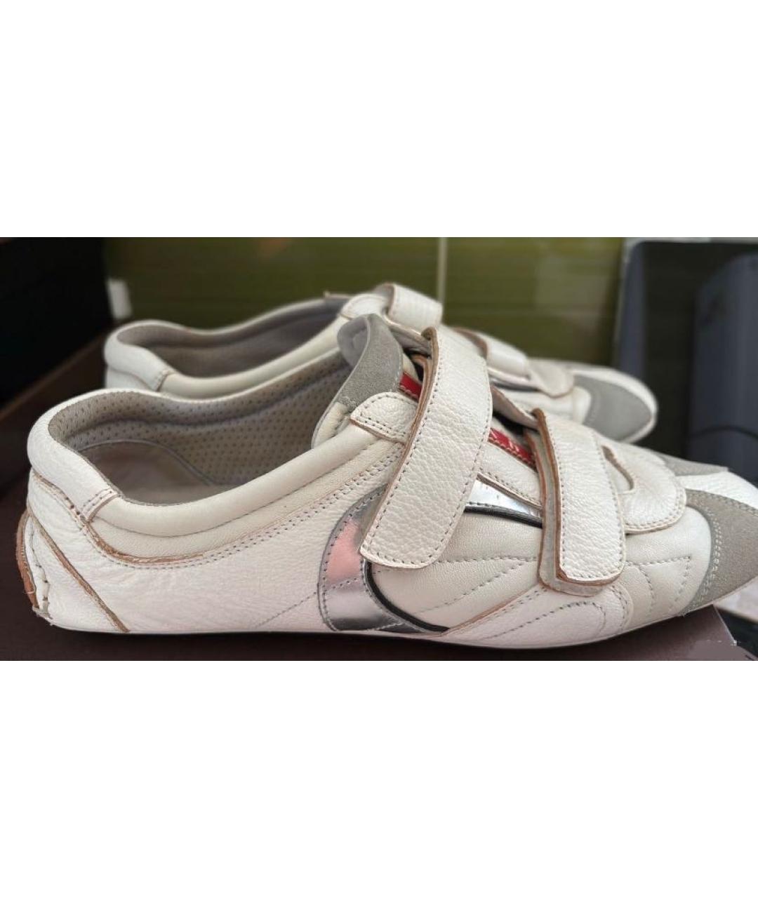 PRADA Белые кожаные кроссовки, фото 2