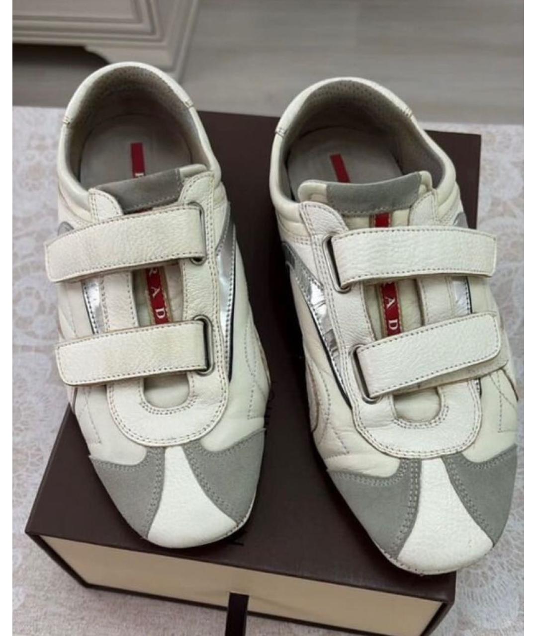 PRADA Белые кожаные кроссовки, фото 3