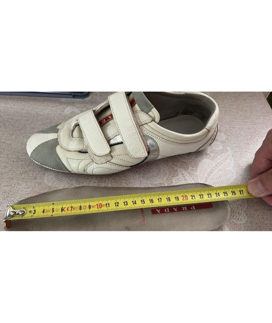 PRADA Белые кожаные кроссовки, фото 7