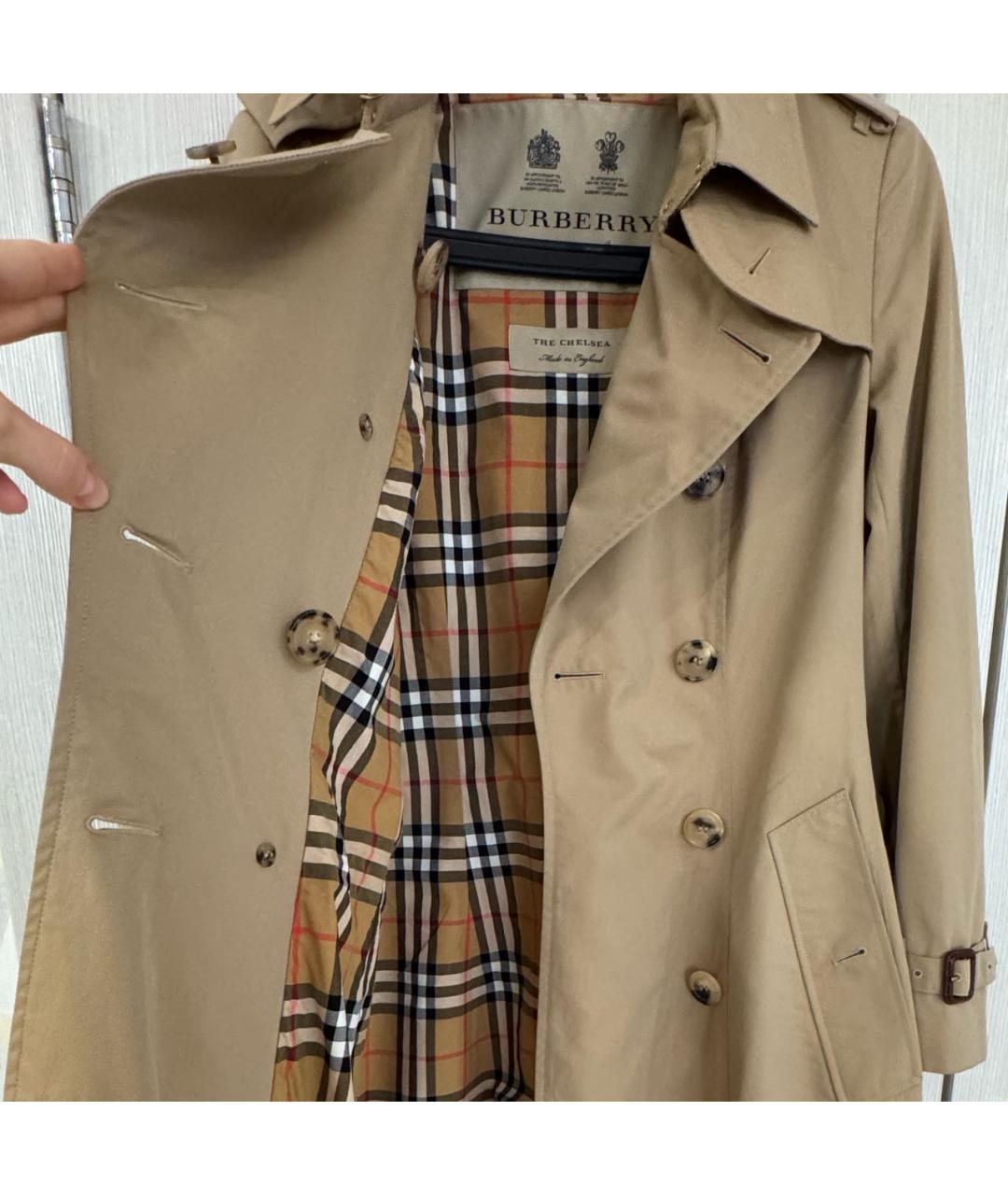 BURBERRY Бежевый хлопковый тренч/плащ, фото 4