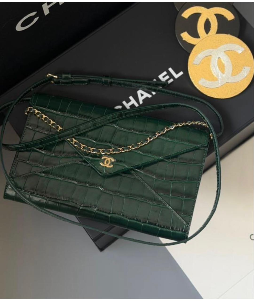 CHANEL Зеленая кожаная сумка через плечо, фото 2