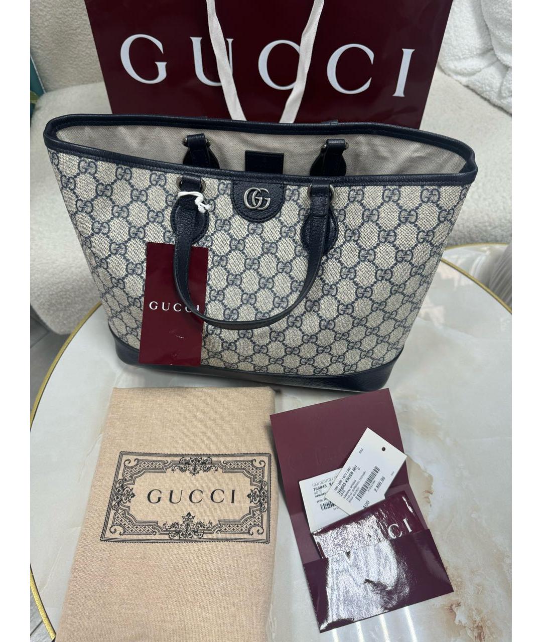 GUCCI Синяя кожаная сумка тоут, фото 8