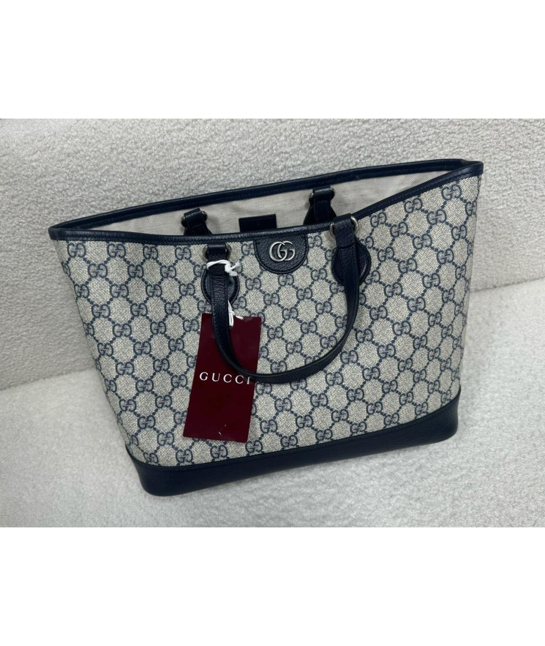 GUCCI Синяя кожаная сумка тоут, фото 5