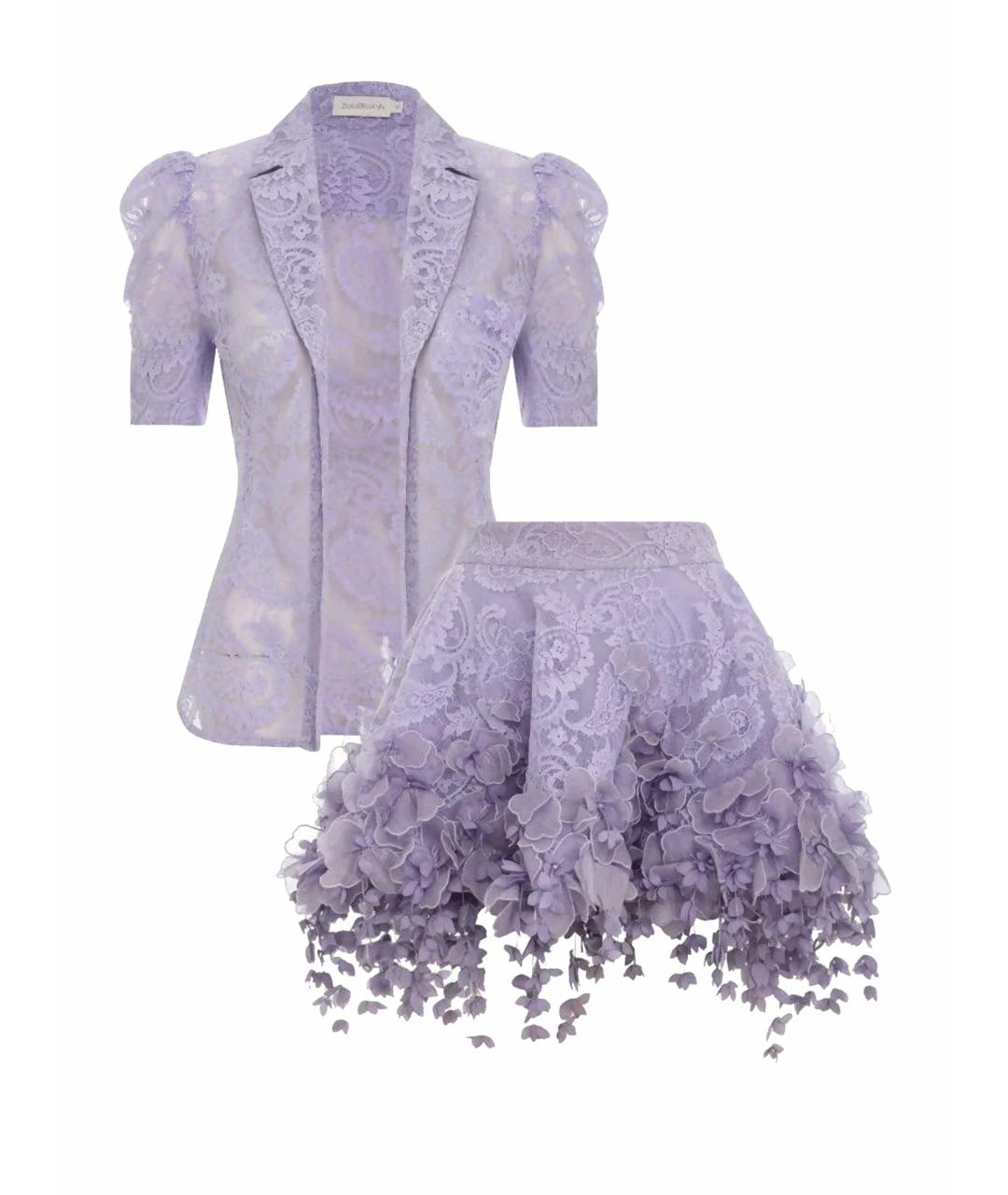 ZIMMERMANN Фиолетовый кружевной костюм с юбками, фото 1