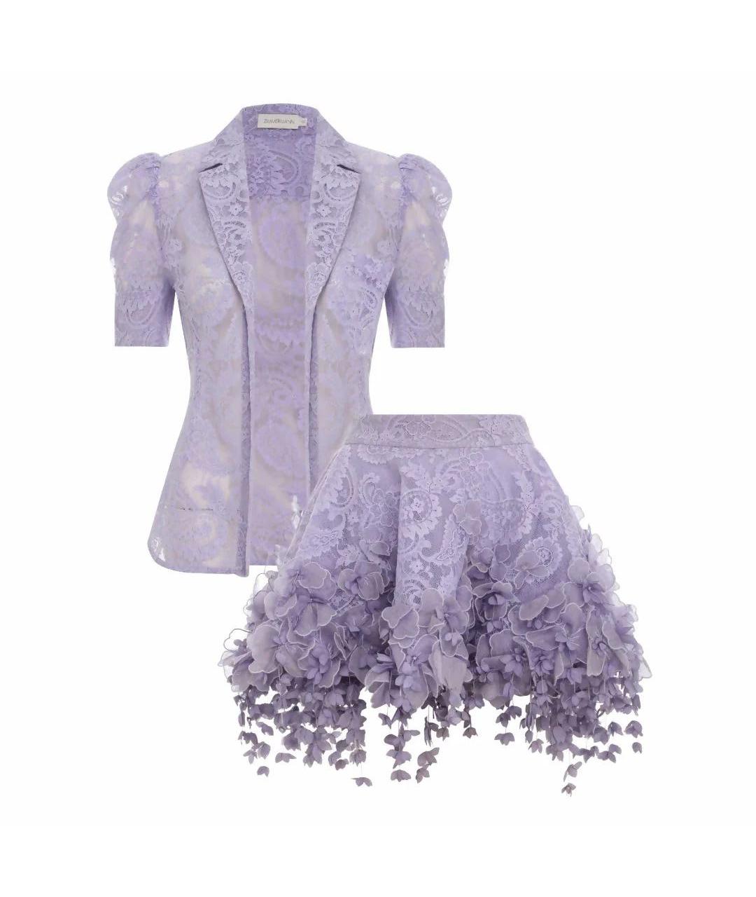 ZIMMERMANN Фиолетовый кружевной костюм с юбками, фото 9
