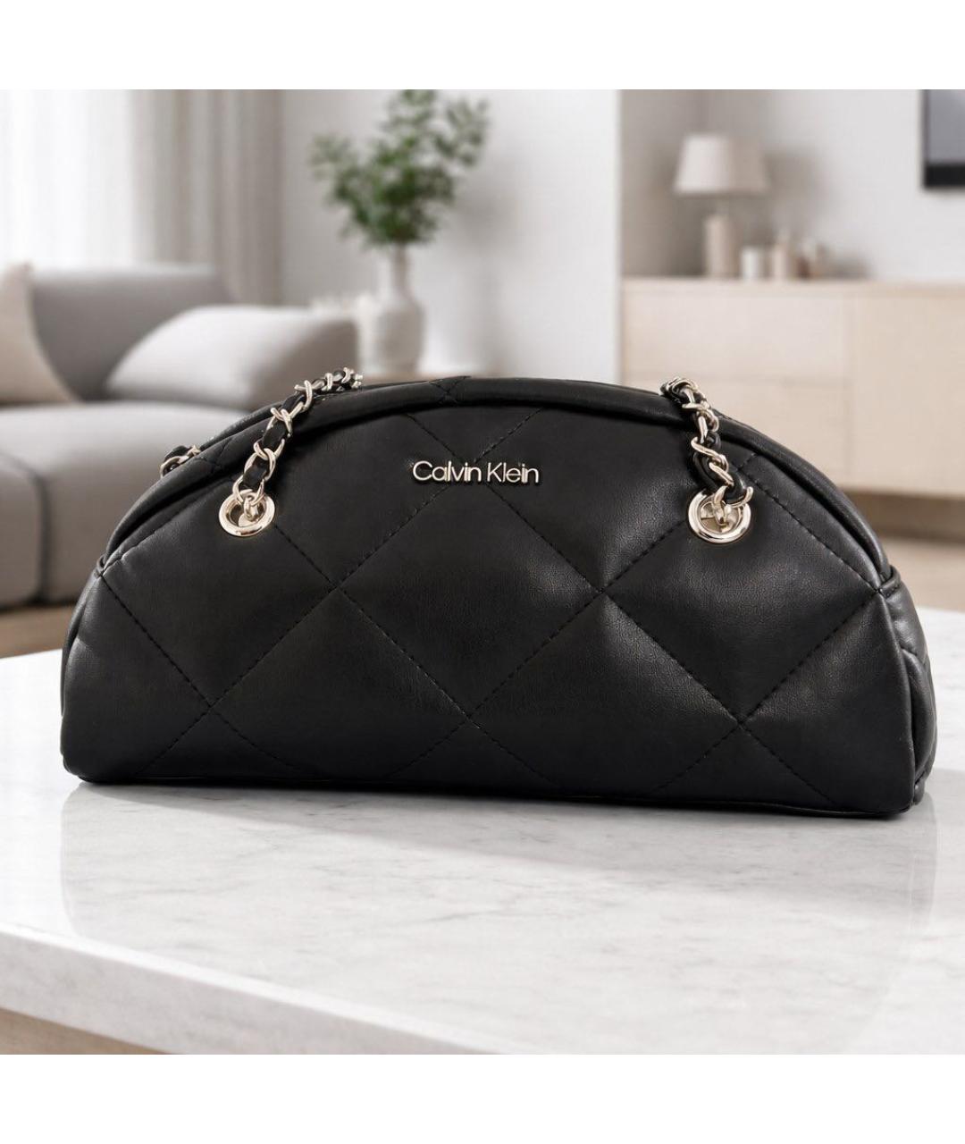 CALVIN KLEIN Черная сумка через плечо из искусственной кожи, фото 2