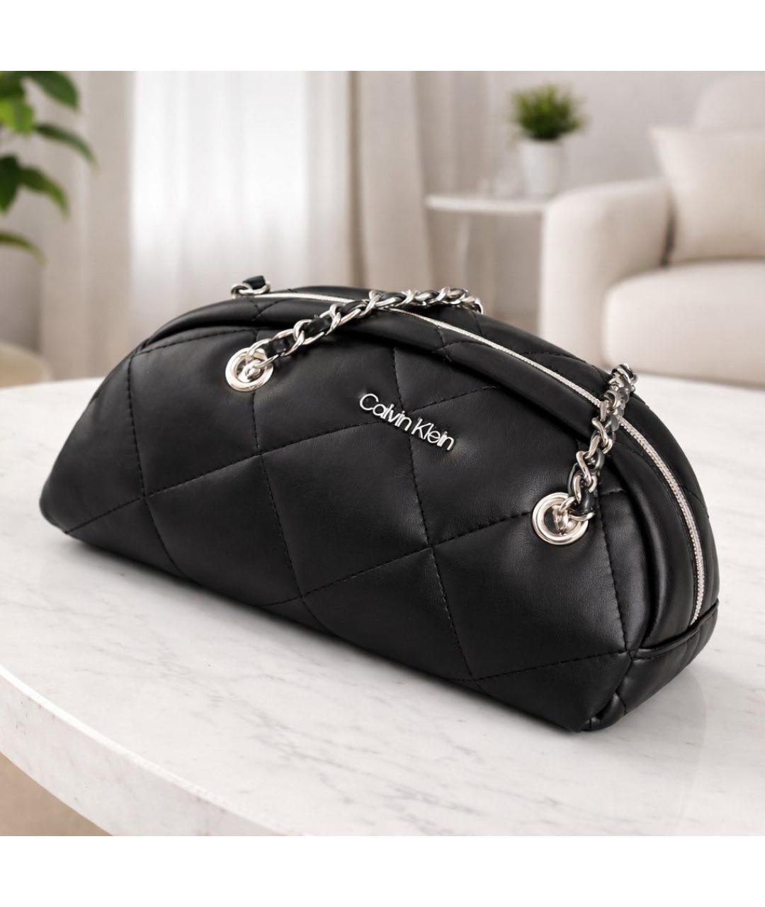 CALVIN KLEIN Черная сумка через плечо из искусственной кожи, фото 7