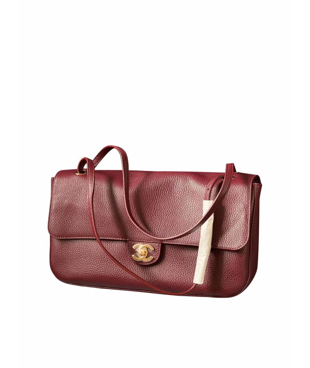 CHANEL Бордовая кожаная сумка через плечо, фото 1