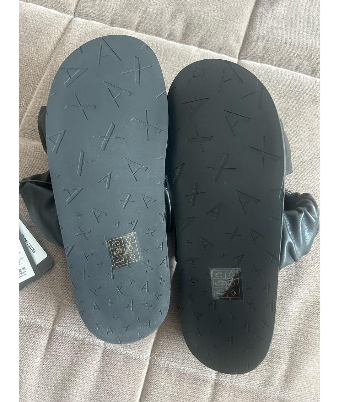 ARMANI EXCHANGE Черные шлепанцы из искусственной кожи, фото 4