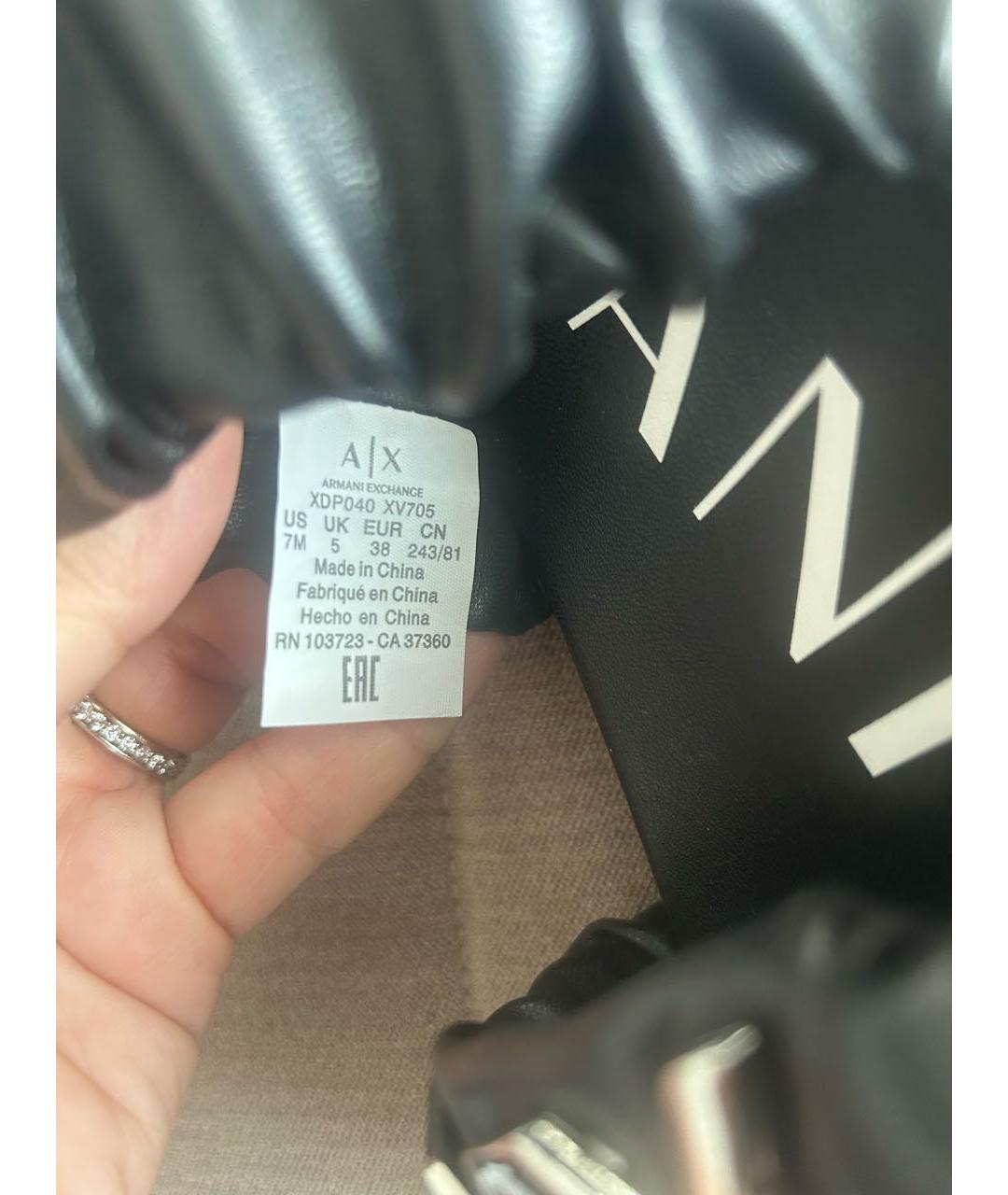 ARMANI EXCHANGE Черные шлепанцы из искусственной кожи, фото 5