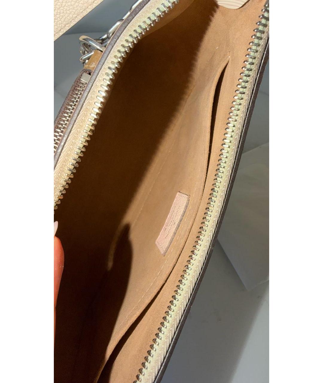 LOUIS VUITTON Бежевая кожаная сумка с короткими ручками, фото 4