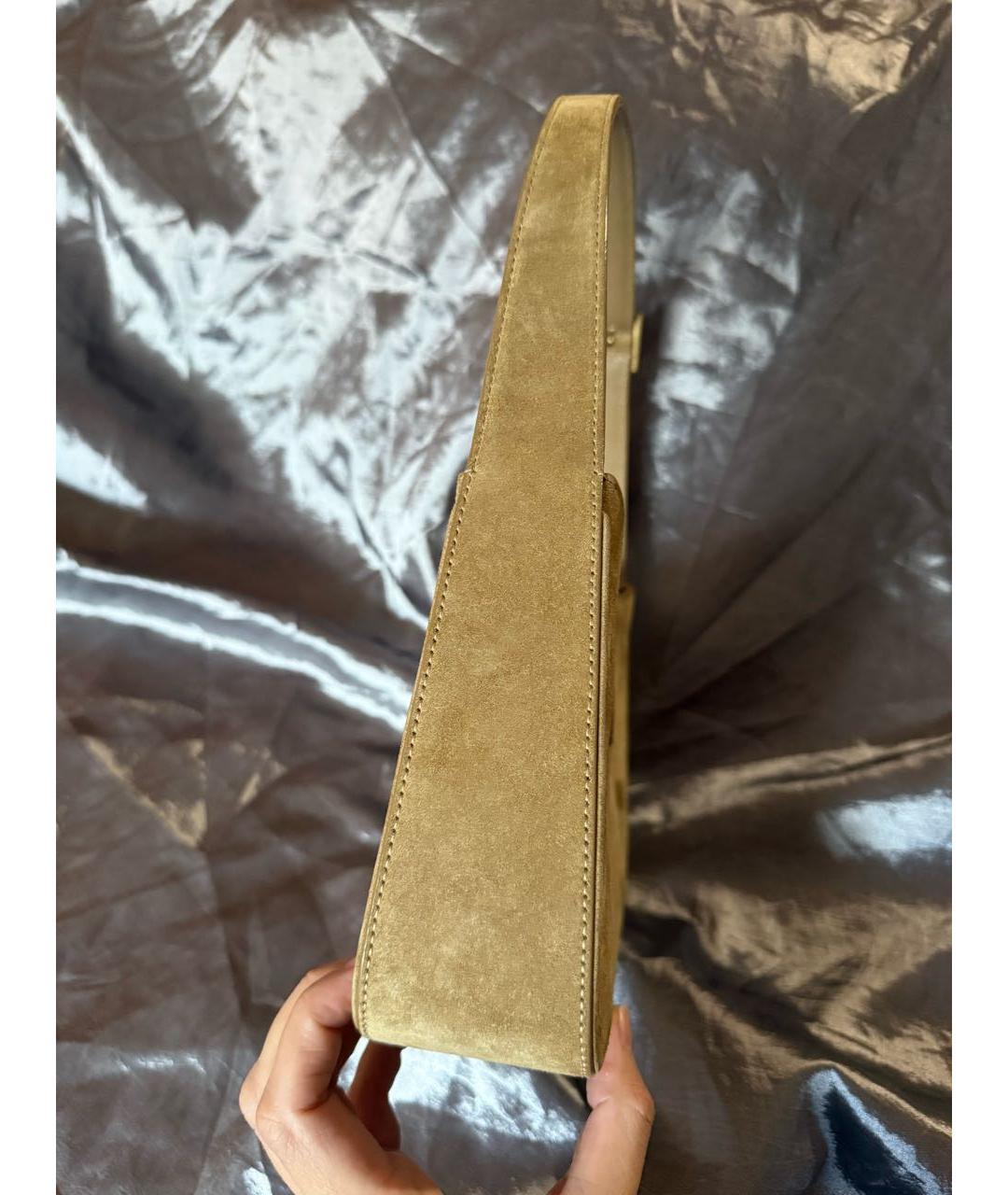 SAINT LAURENT Бежевая замшевая сумка с короткими ручками, фото 5