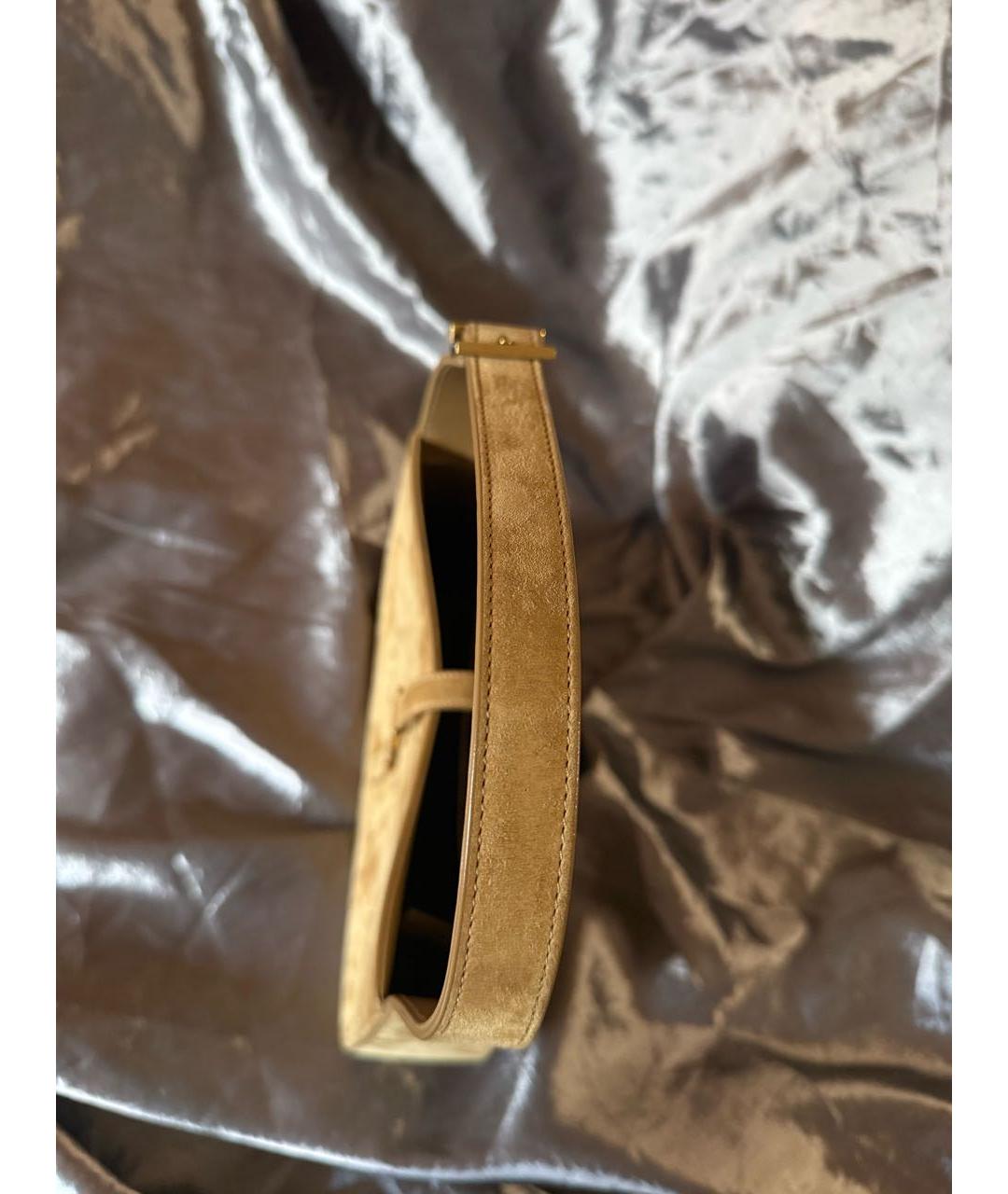 SAINT LAURENT Бежевая замшевая сумка с короткими ручками, фото 7