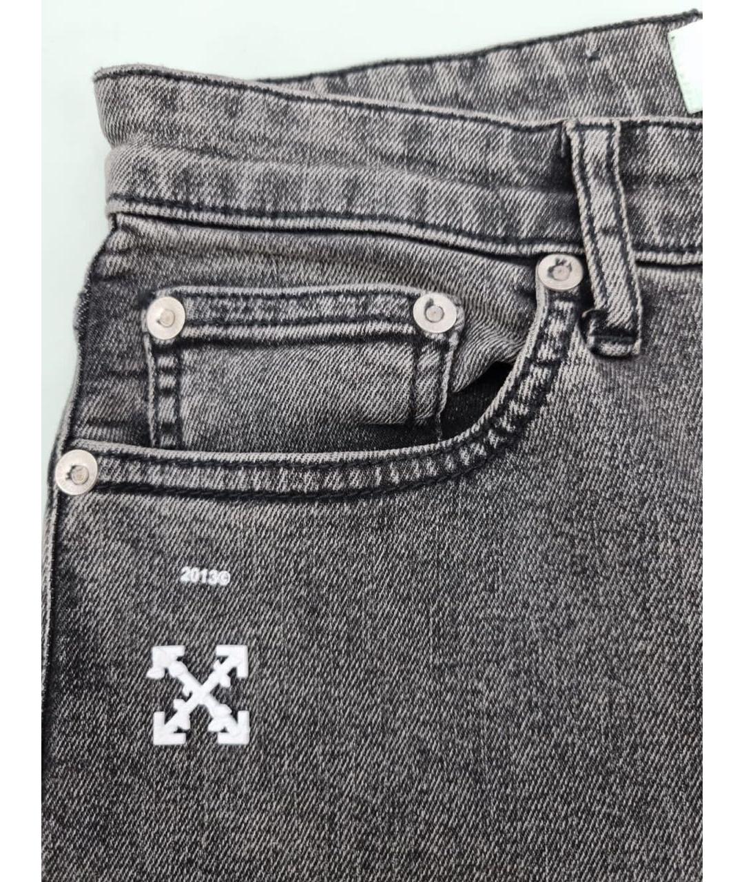 OFF-WHITE Серые хлопко-эластановые бриджи, фото 4