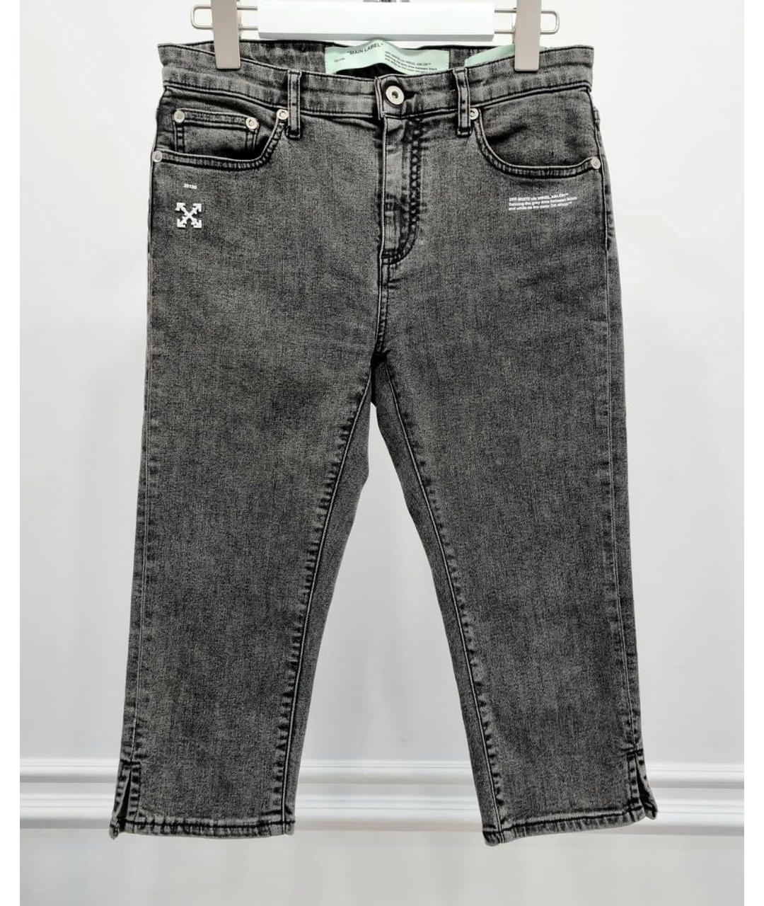 OFF-WHITE Серые хлопко-эластановые бриджи, фото 9