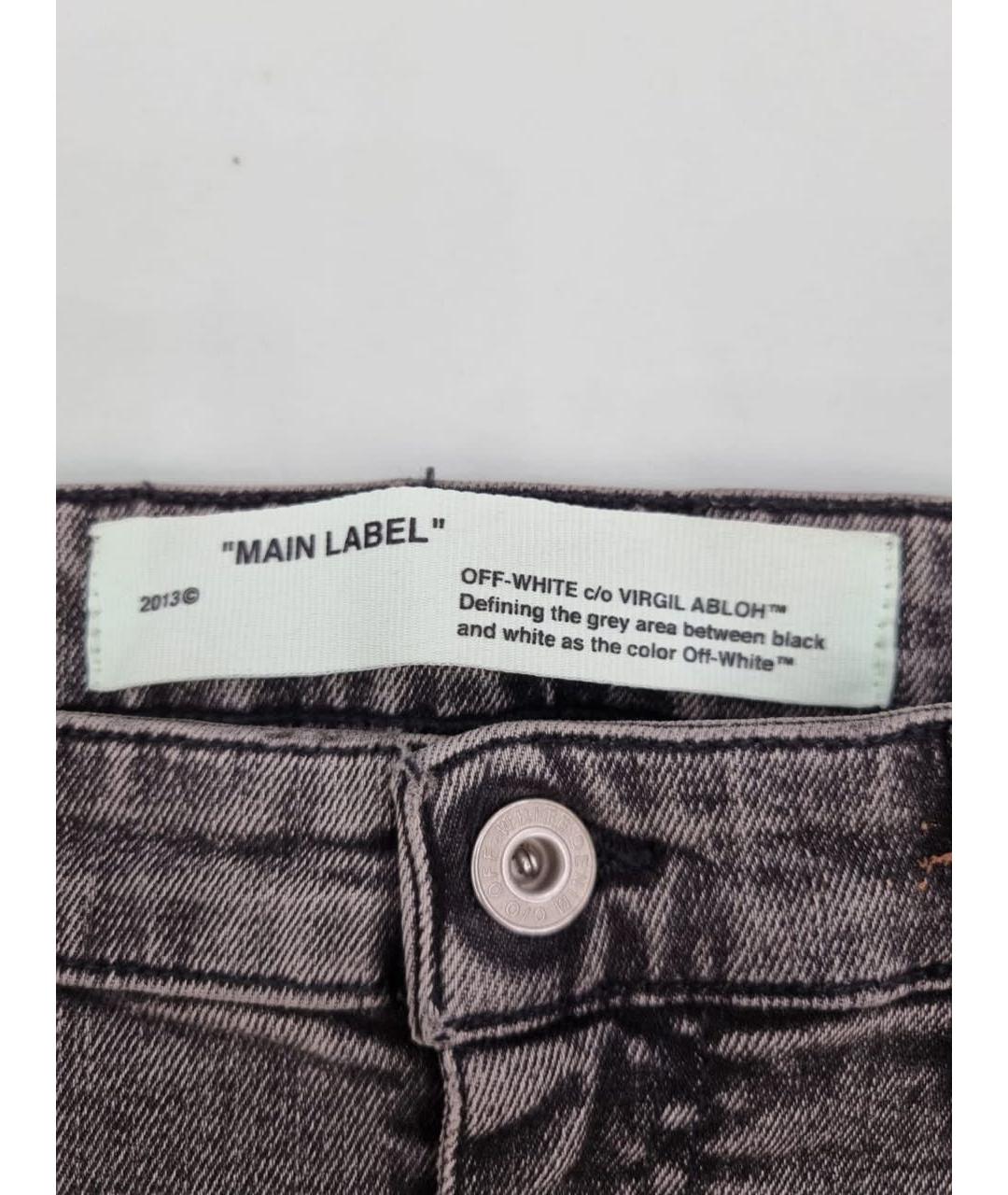 OFF-WHITE Серые хлопко-эластановые бриджи, фото 3