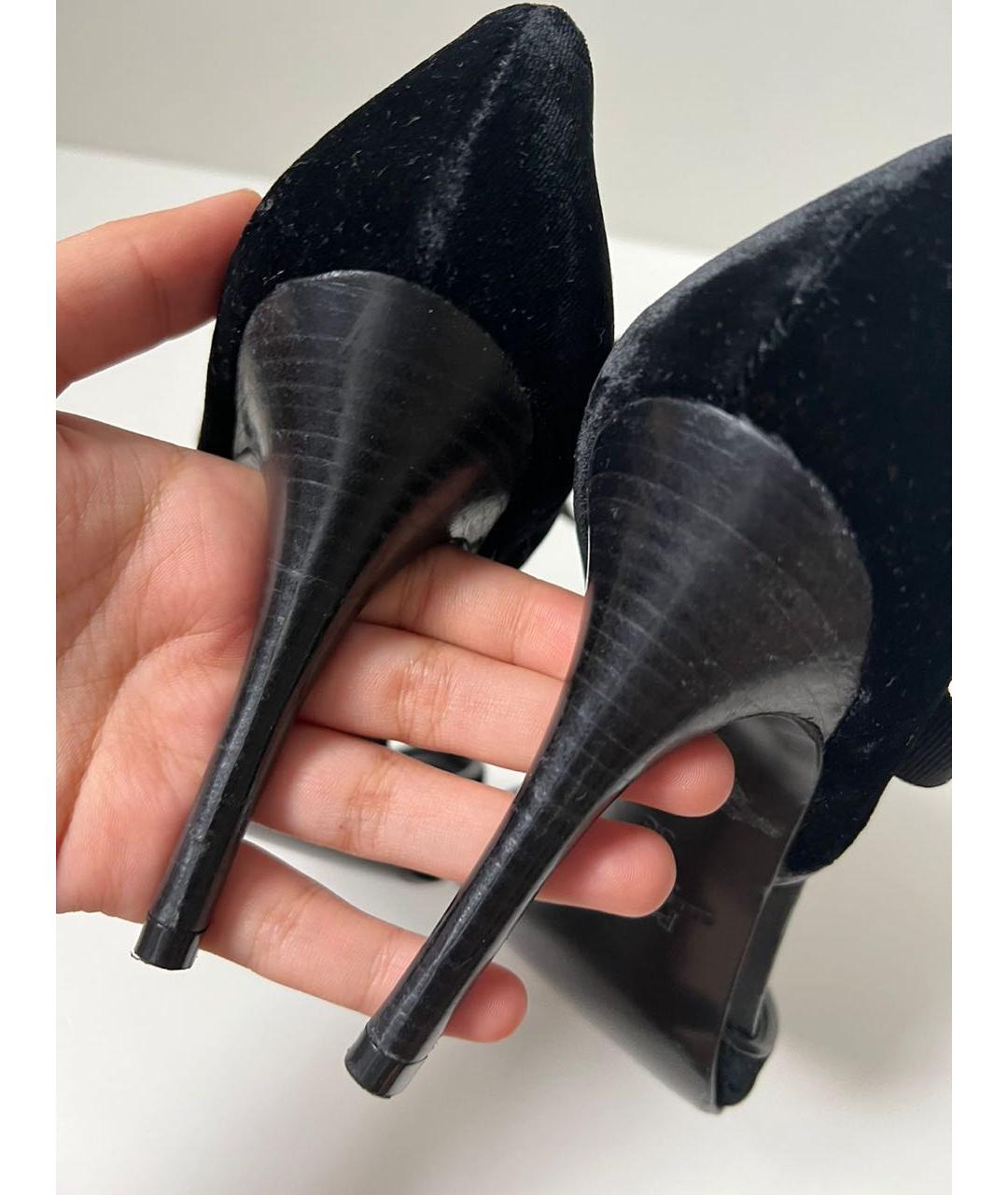 POLO RALPH LAUREN Черные бархатные босоножки, фото 4