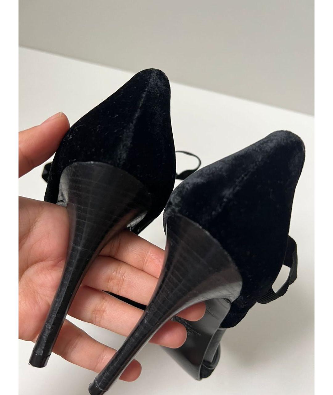 POLO RALPH LAUREN Черные бархатные босоножки, фото 8