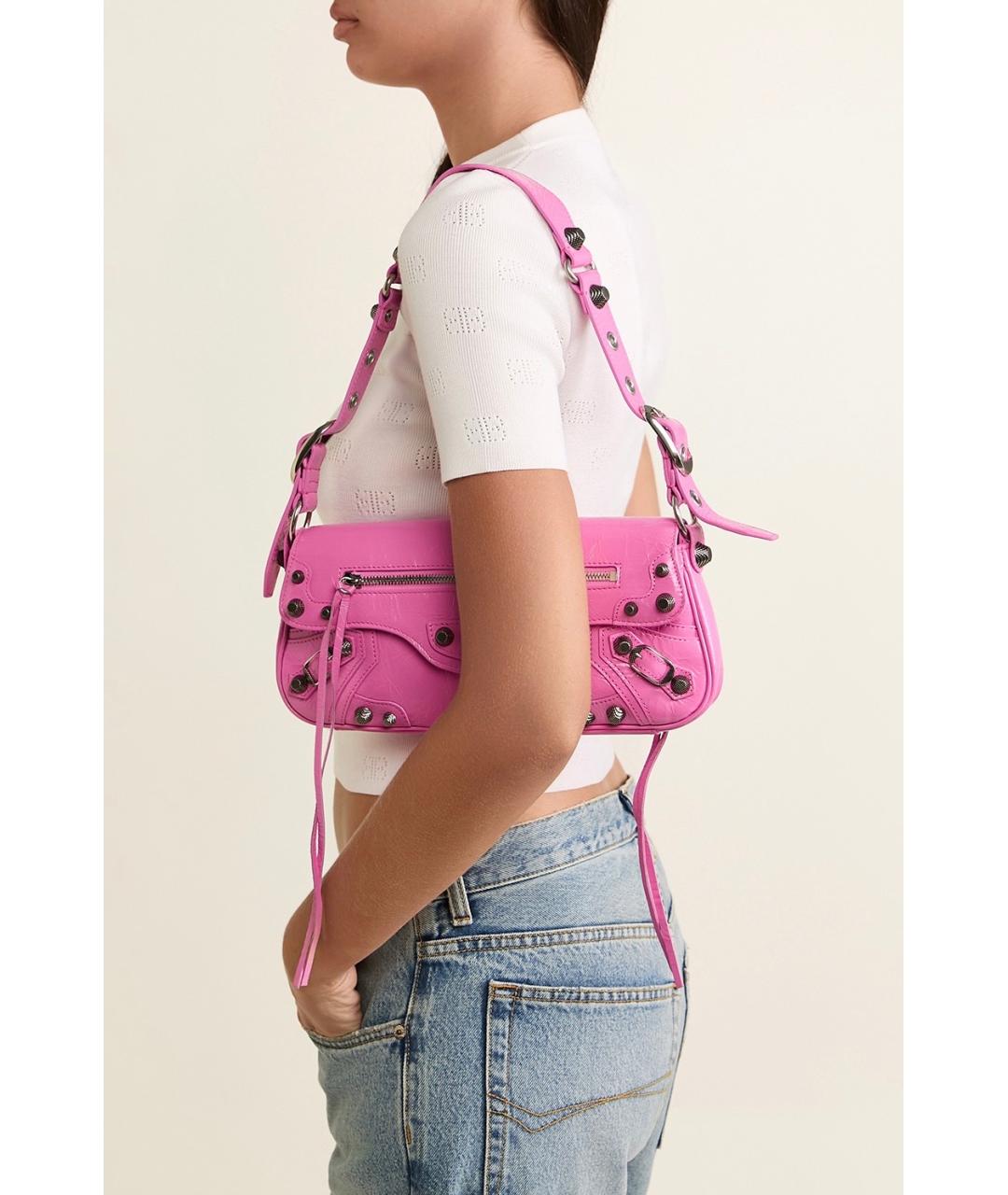 BALENCIAGA Розовая кожаная сумка через плечо, фото 8