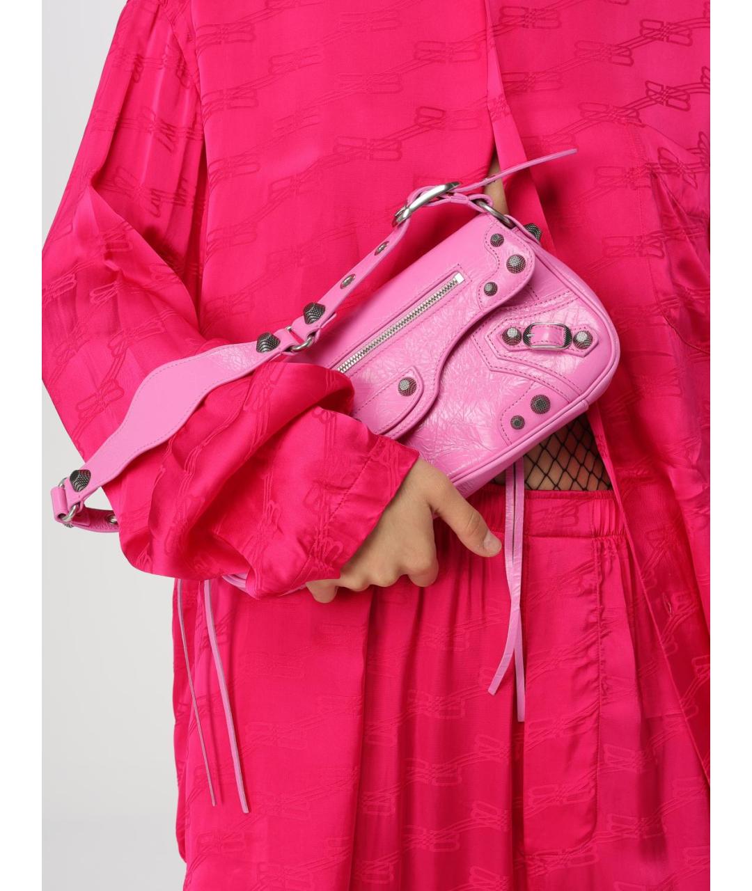 BALENCIAGA Розовая кожаная сумка через плечо, фото 9