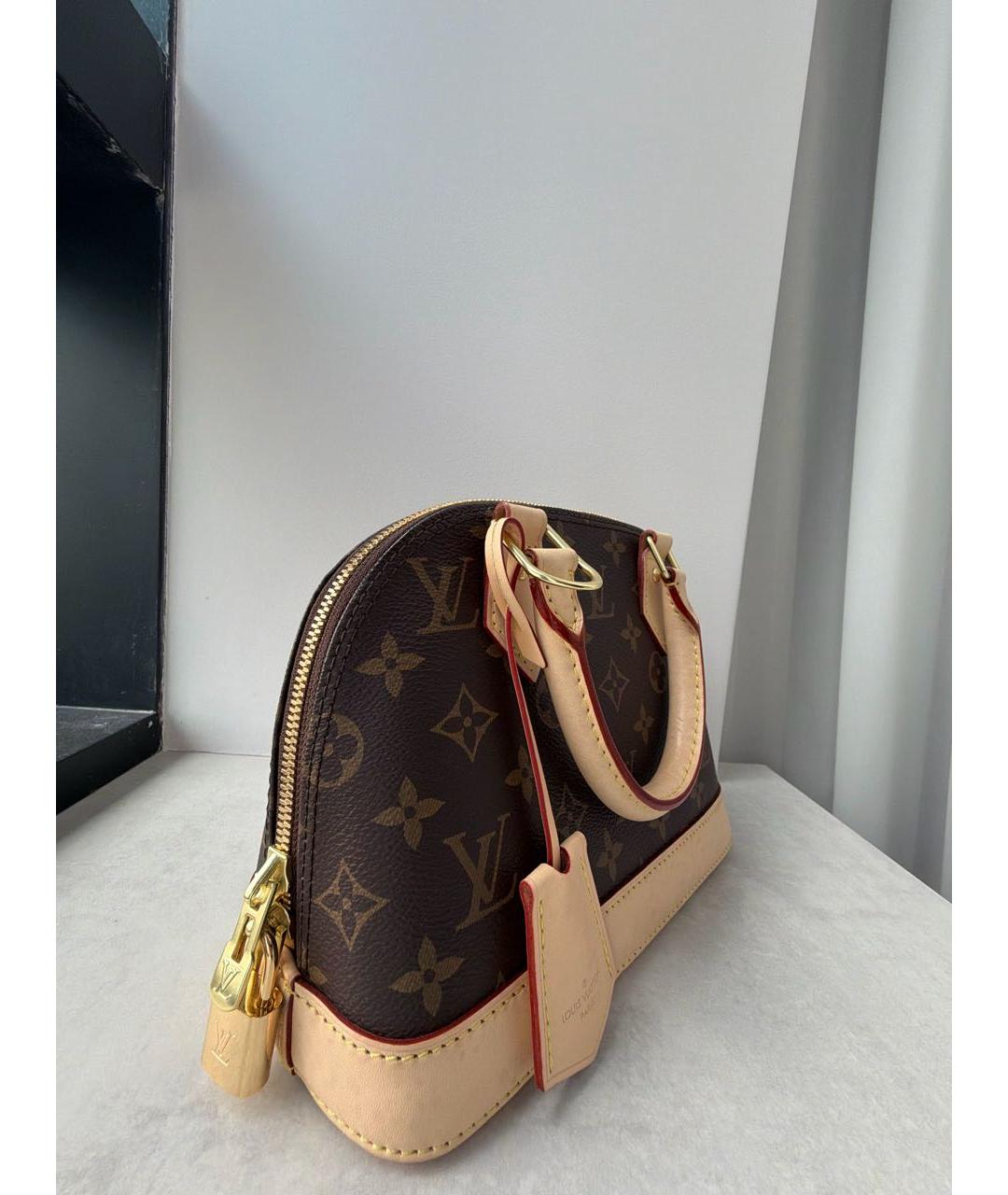 LOUIS VUITTON Коричневая кожаная сумка с короткими ручками, фото 2