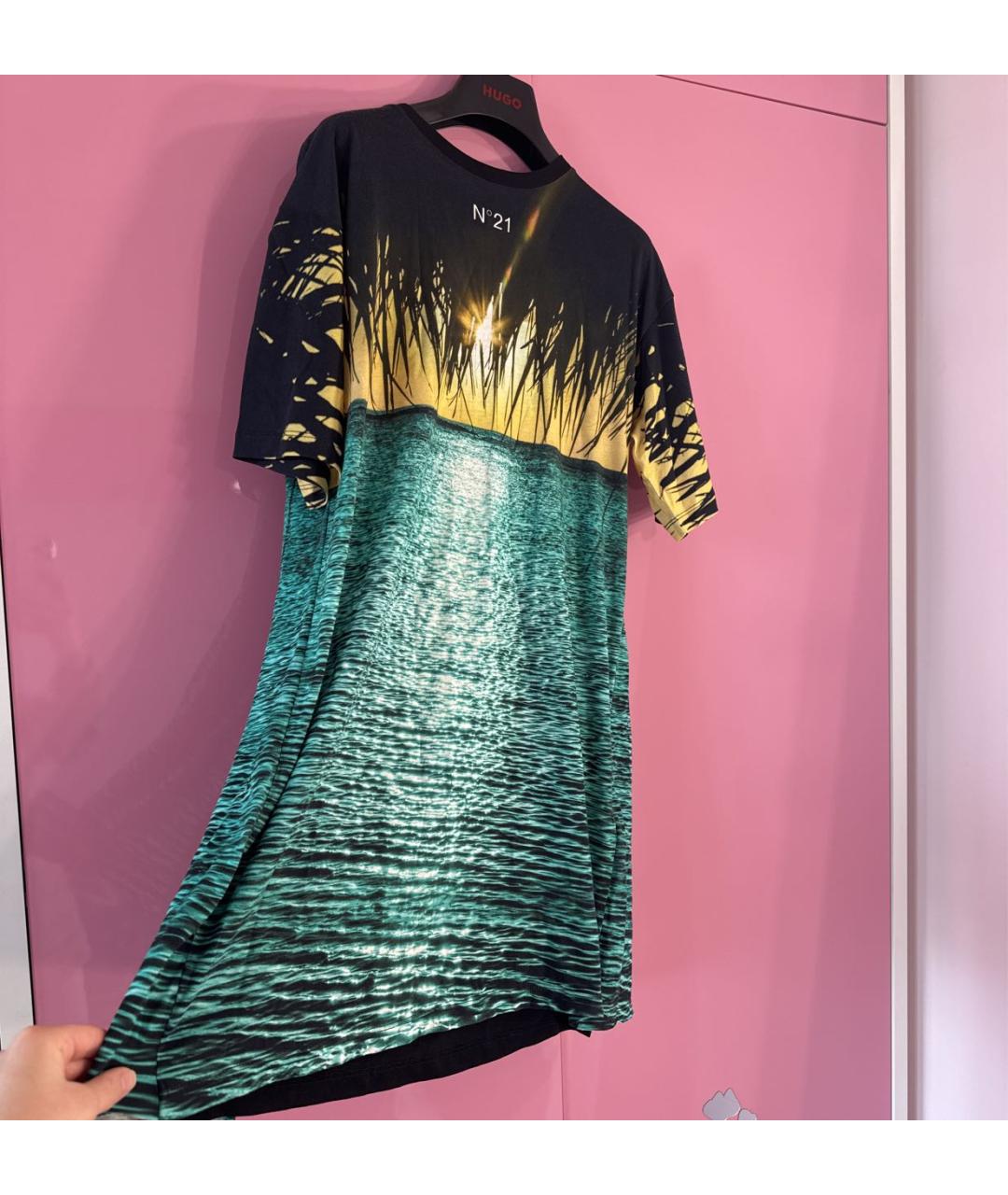 NO. 21 Мульти хлопко-эластановое платье, фото 4