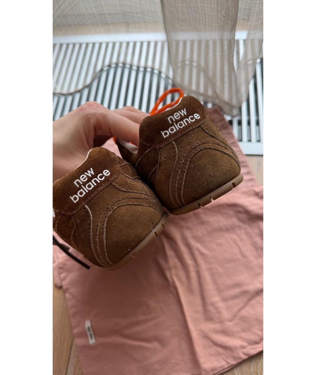 MIU MIU Коричневые замшевые кроссовки, фото 3