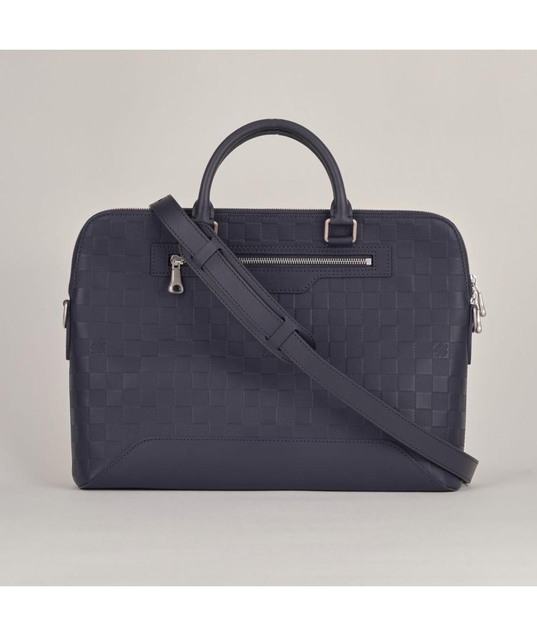 LOUIS VUITTON Темно-синий кожаный портфель, фото 9