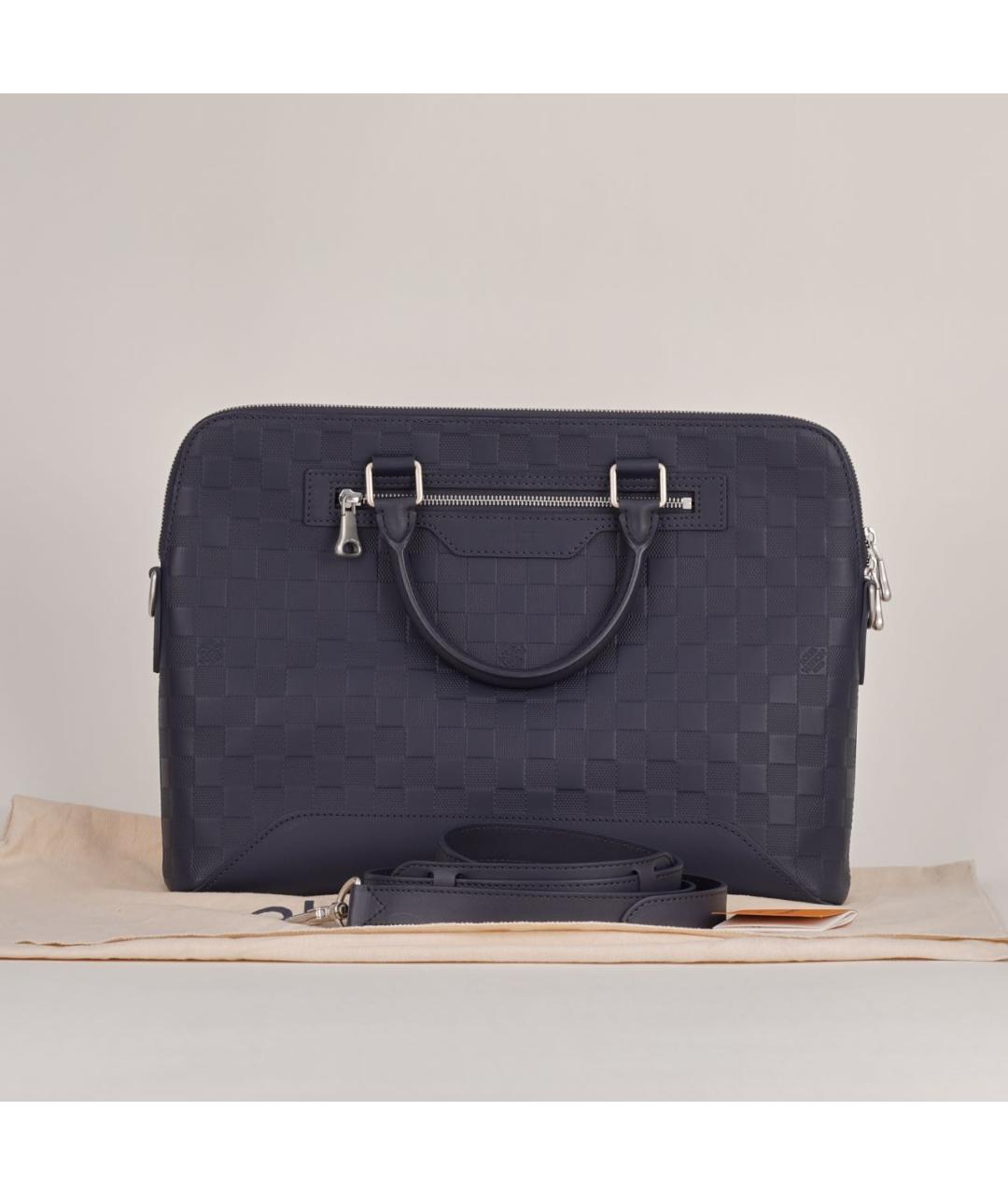 LOUIS VUITTON Темно-синий кожаный портфель, фото 2