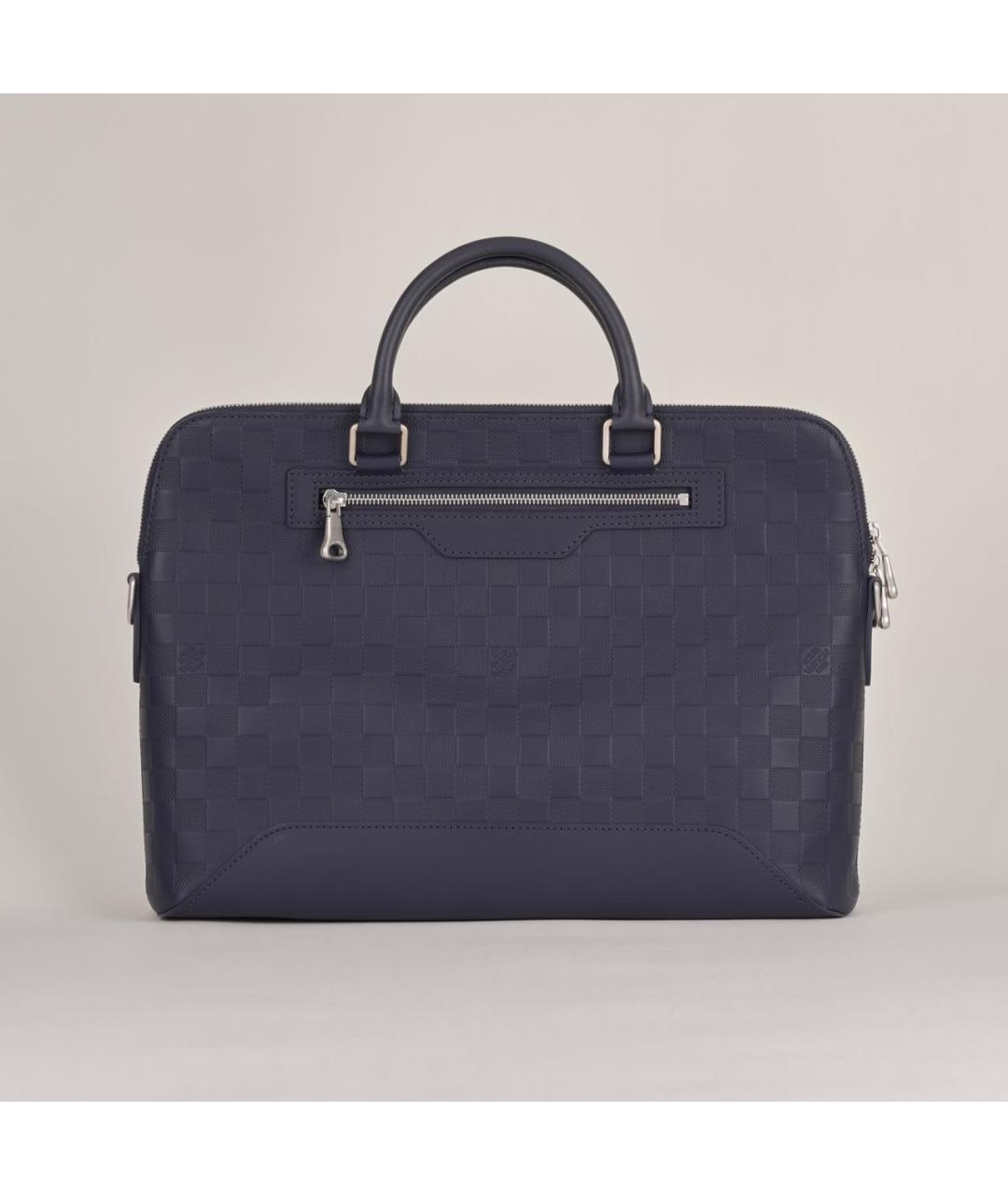 LOUIS VUITTON Темно-синий кожаный портфель, фото 3