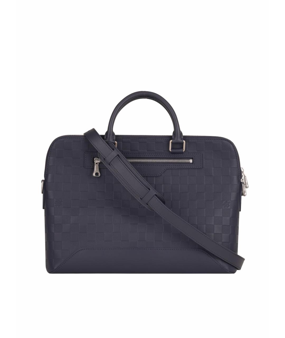 LOUIS VUITTON Темно-синий кожаный портфель, фото 1