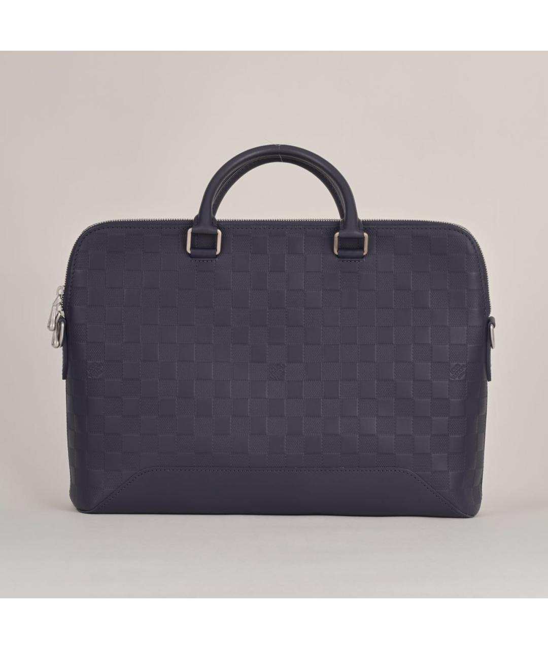 LOUIS VUITTON Темно-синий кожаный портфель, фото 4