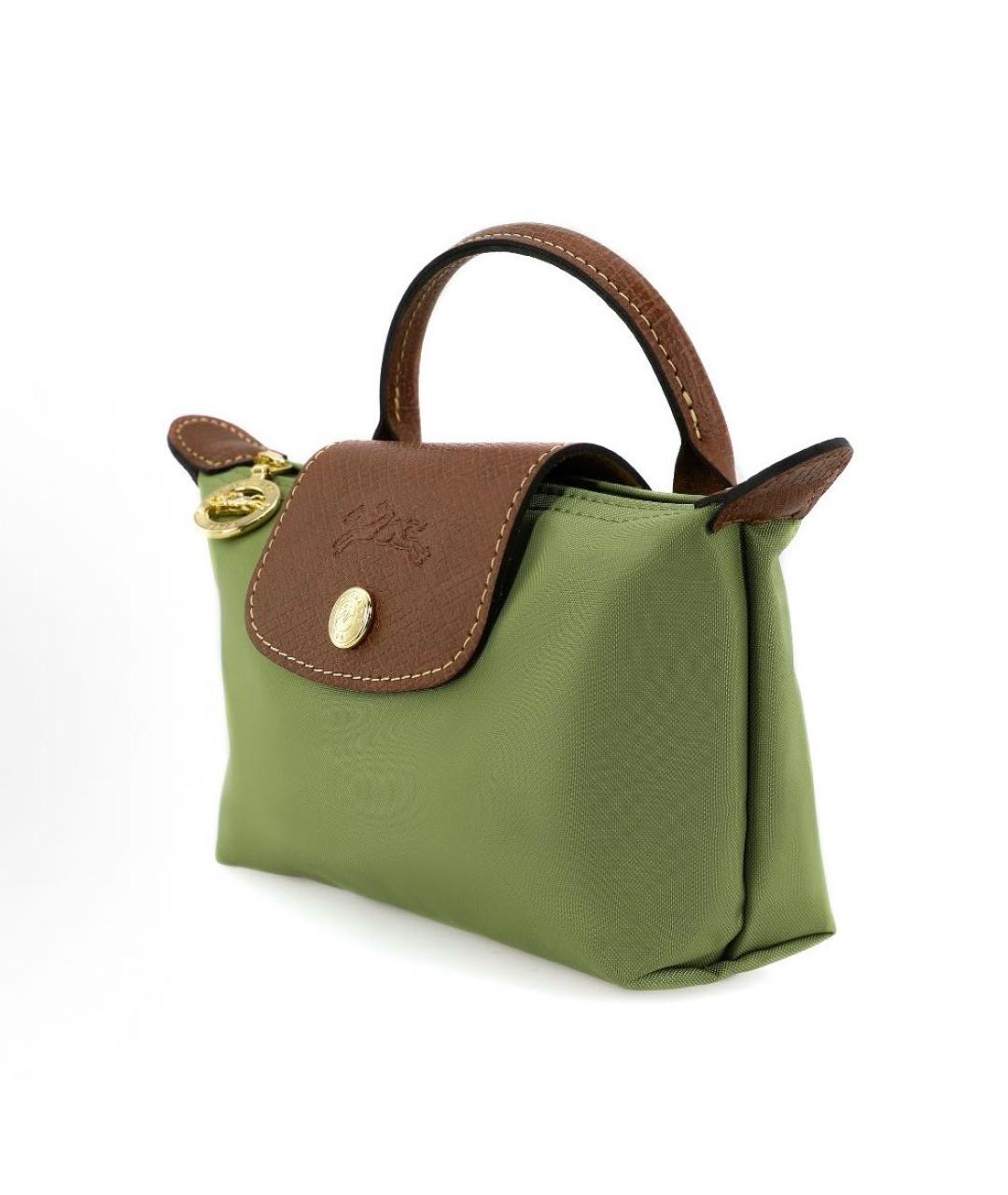 LONGCHAMP Зеленая жаккардовая сумка с короткими ручками, фото 2