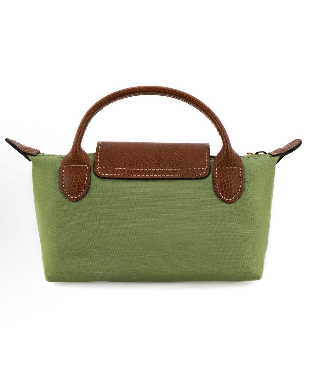 LONGCHAMP Зеленая жаккардовая сумка с короткими ручками, фото 3